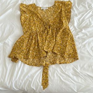 She Sky, yellow floral dress shirt